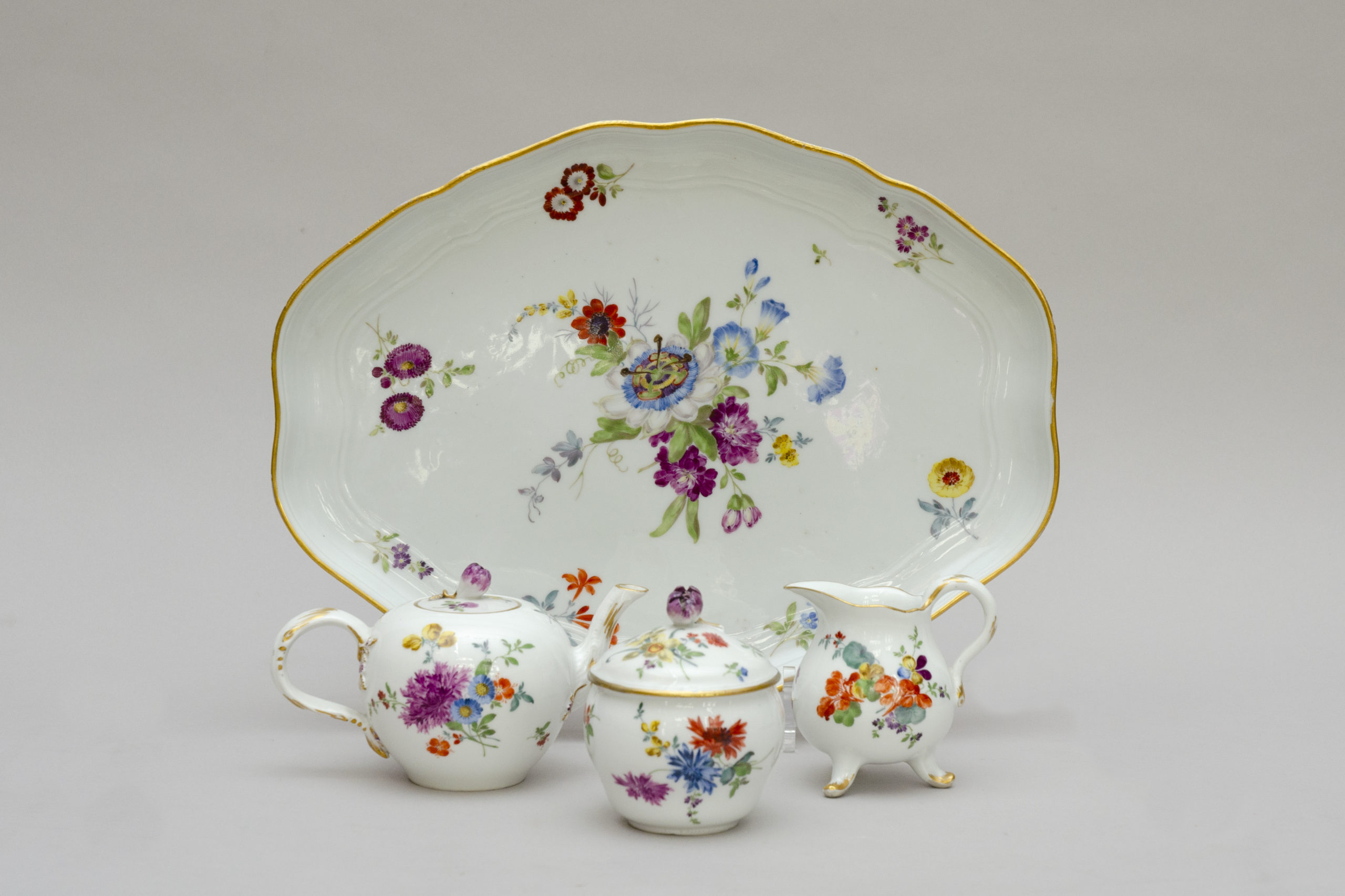 Rare "tete à tête" tea set with flower, Meissen porcelain - Image 10