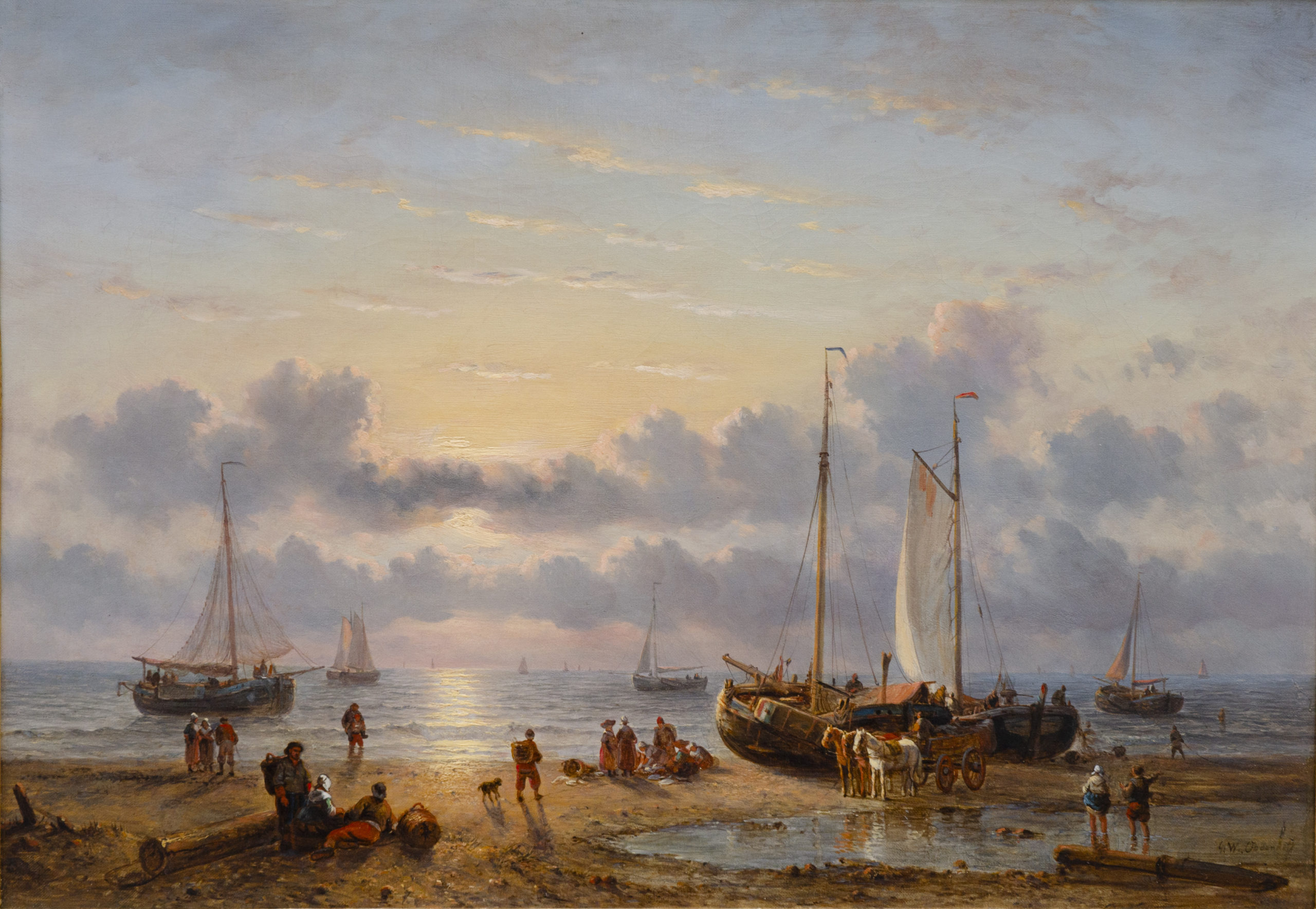 "Vue de plage animée", George Wilhelm Opdenhoff – Image 2