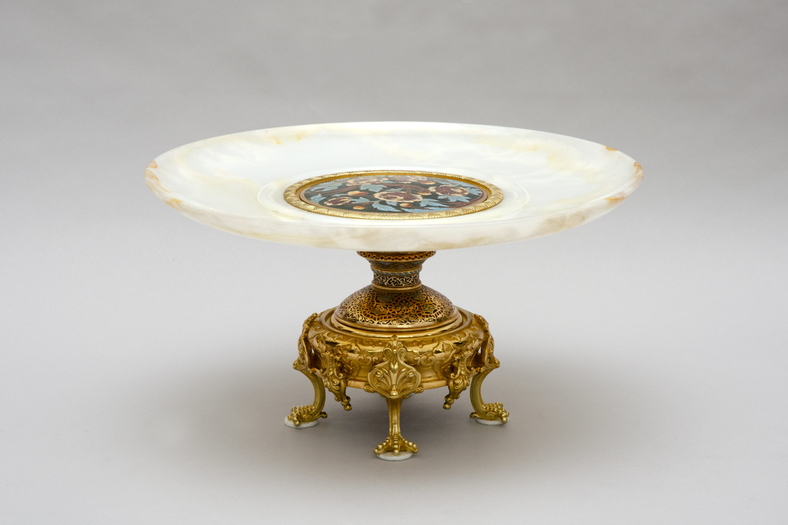 Grande coupe en cloisonné et onyx, Angleterre