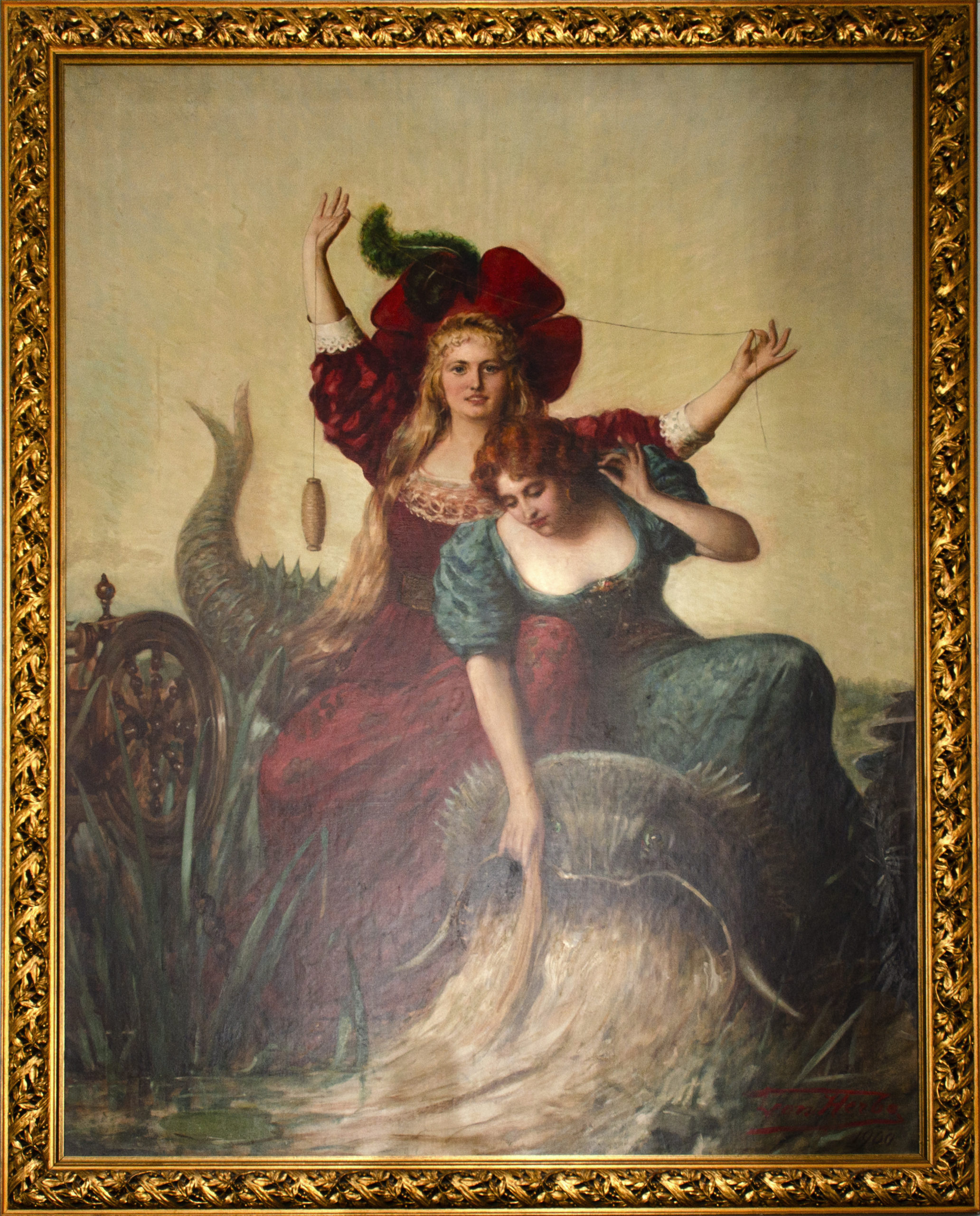 “De Leie en het linnen”, Herbo Leon (Templeuve 1850- Brussel1907)