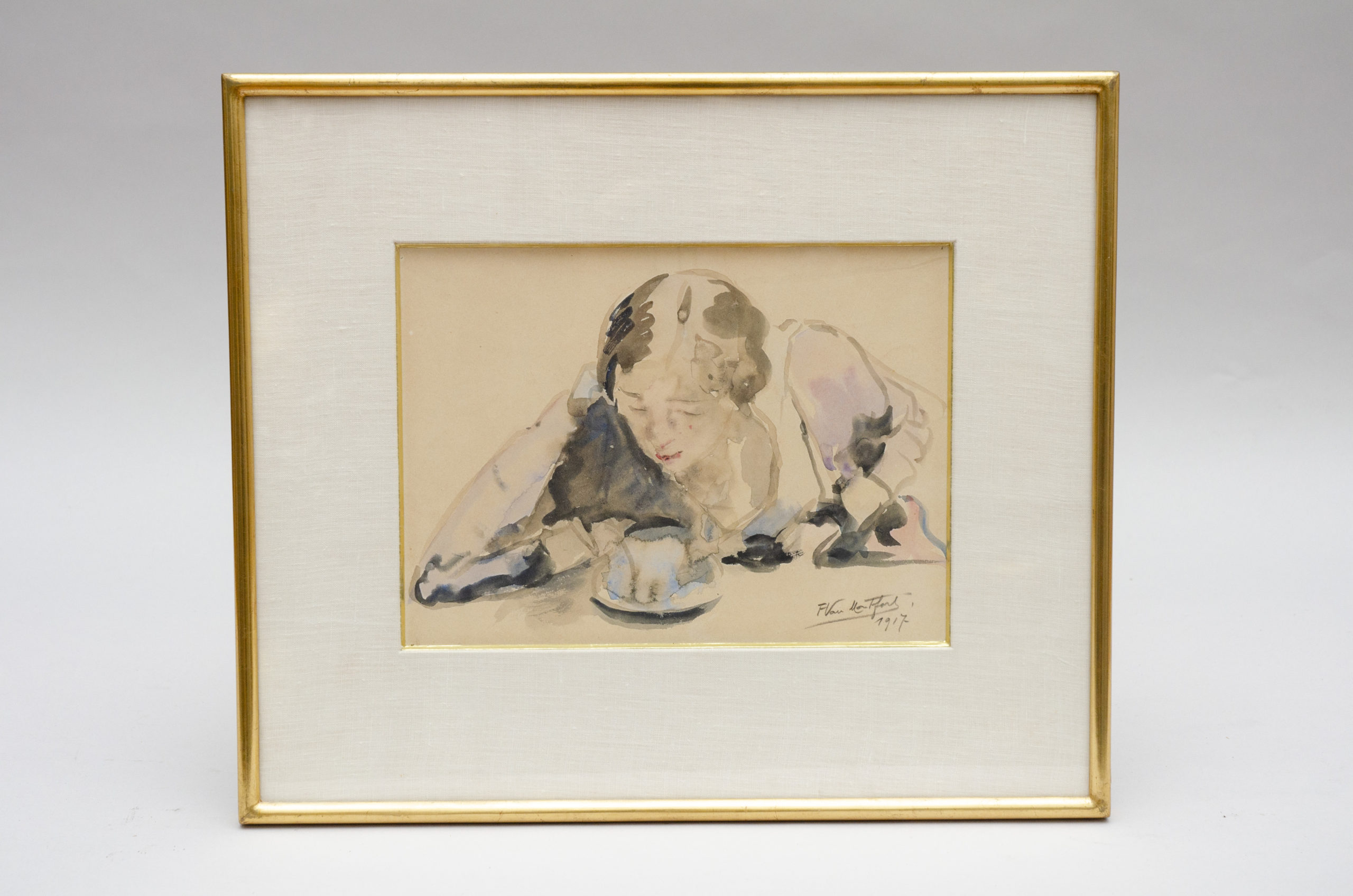 Aquarelle de Franz Van Montfort (1889-1980)