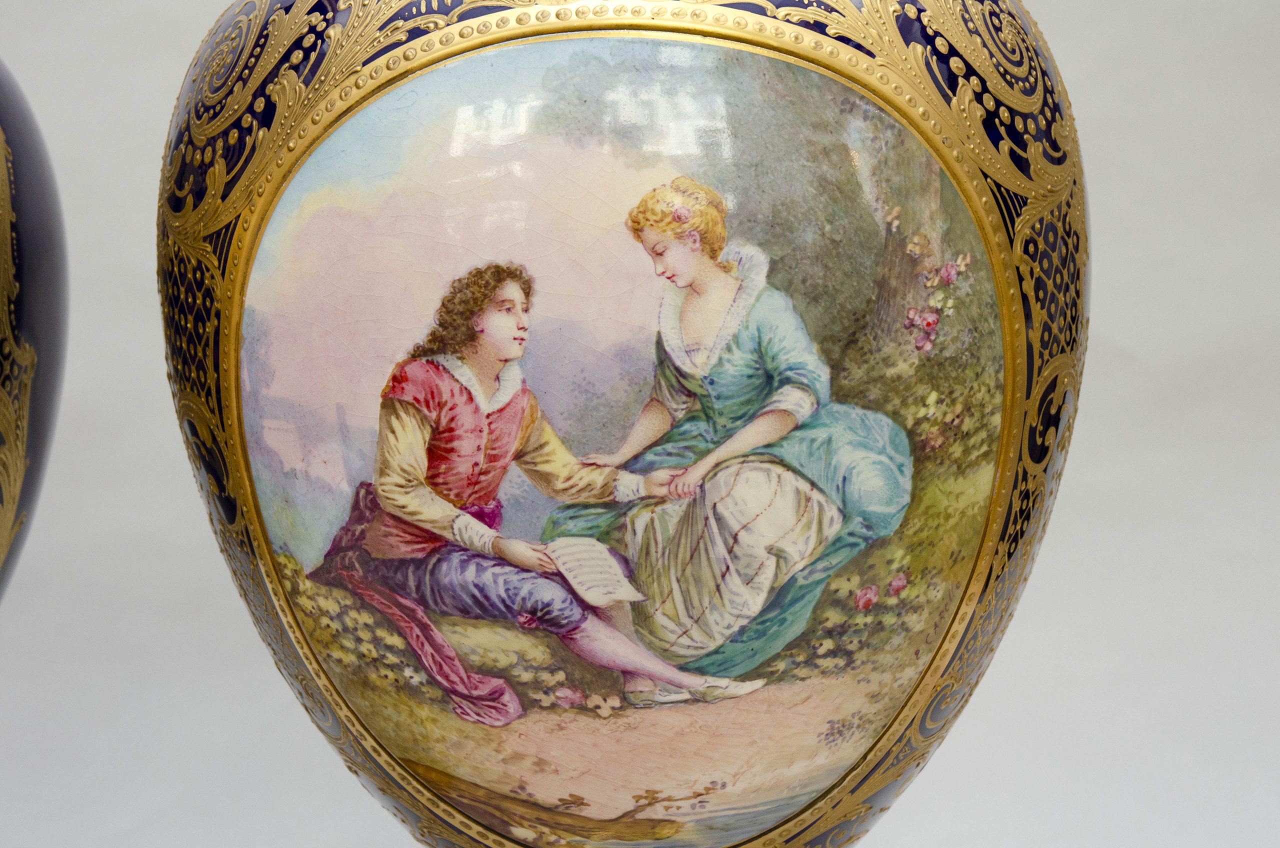 Large Pair Of Baluster Vases Mounted On Bronze, Sèvres Style, Signed Carelle, 19th Century – Image 2