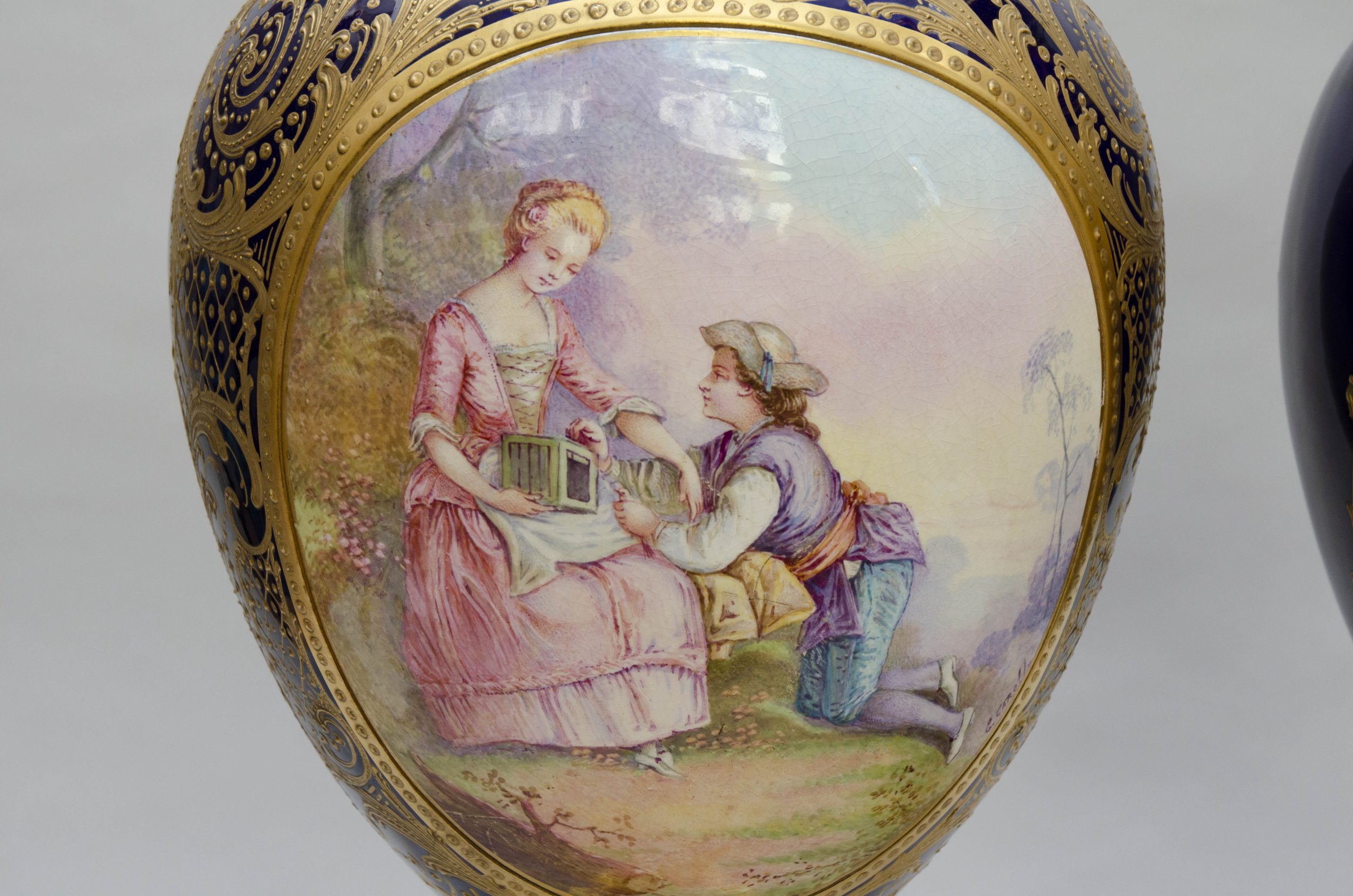 Large Pair Of Baluster Vases Mounted On Bronze, Sèvres Style, Signed Carelle, 19th Century – Image 3