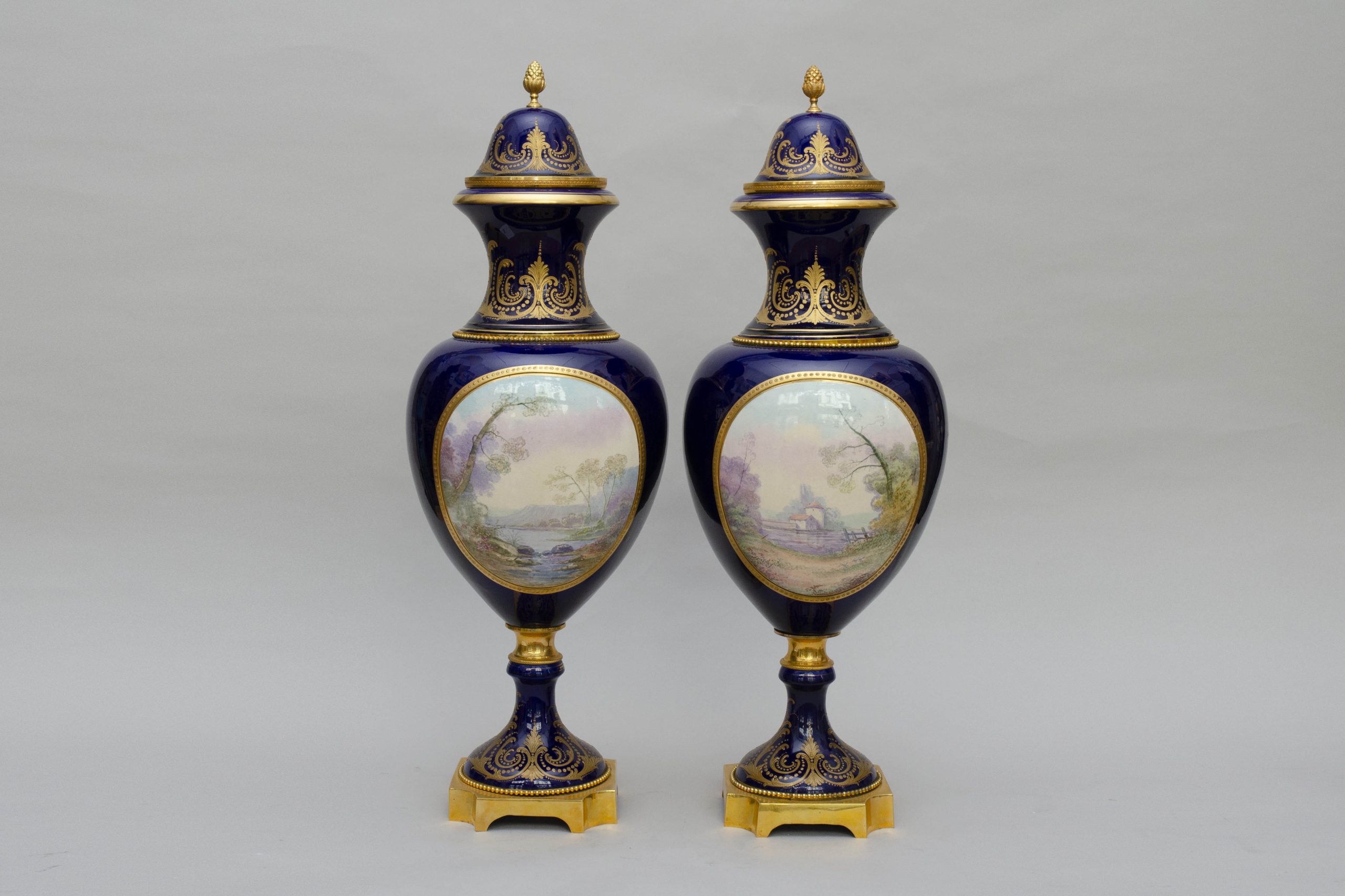 Large Pair Of Baluster Vases Mounted On Bronze, Sèvres Style, Signed Carelle, 19th Century – Image 7