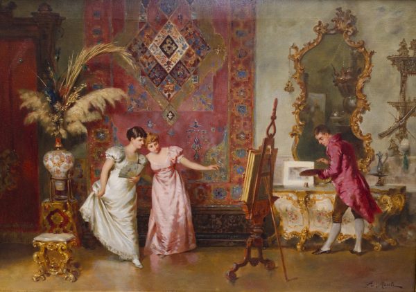 "After the sitting", oil on canvas signed A. Monti - Afbeelding 2