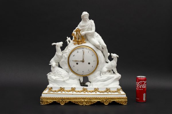 Large bisque table clock "Orpheus charming the animals", Paris - Image 11