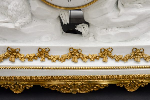 Large bisque table clock "Orpheus charming the animals", Paris - Image 6