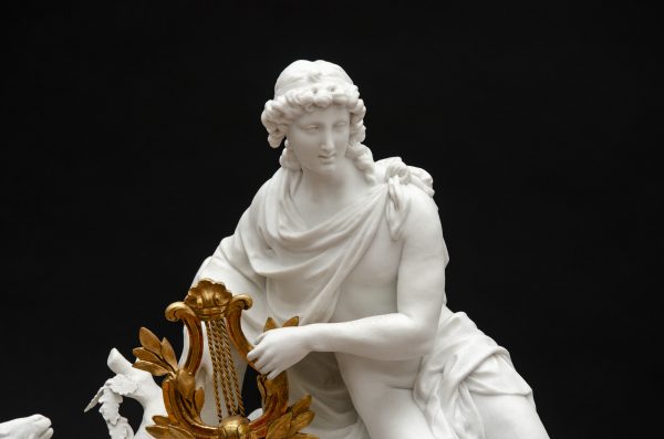 Large bisque table clock "Orpheus charming the animals", Paris - Image 2