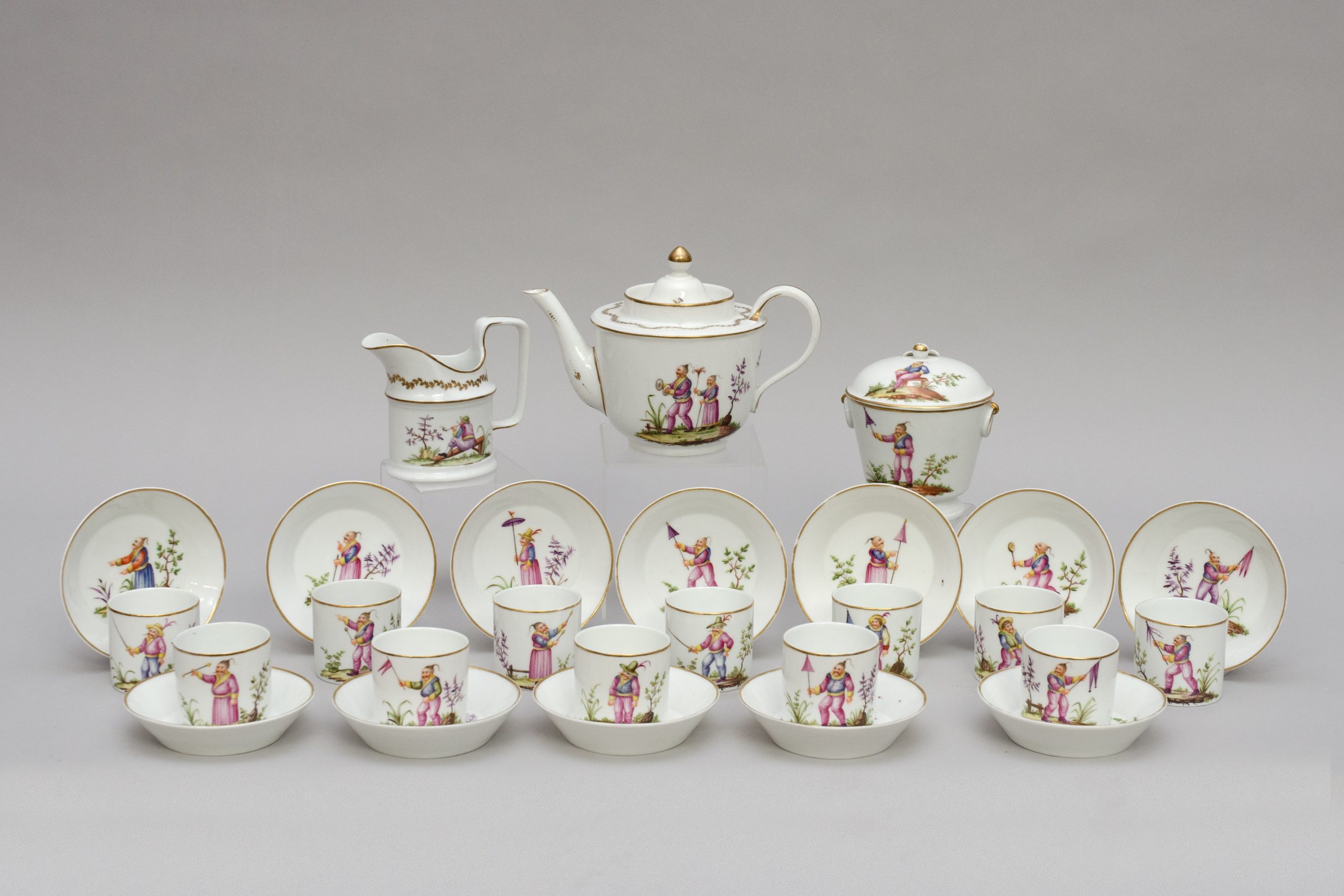 Rare porcelain set "Chinoiserie", Louis Cretté in Brussels