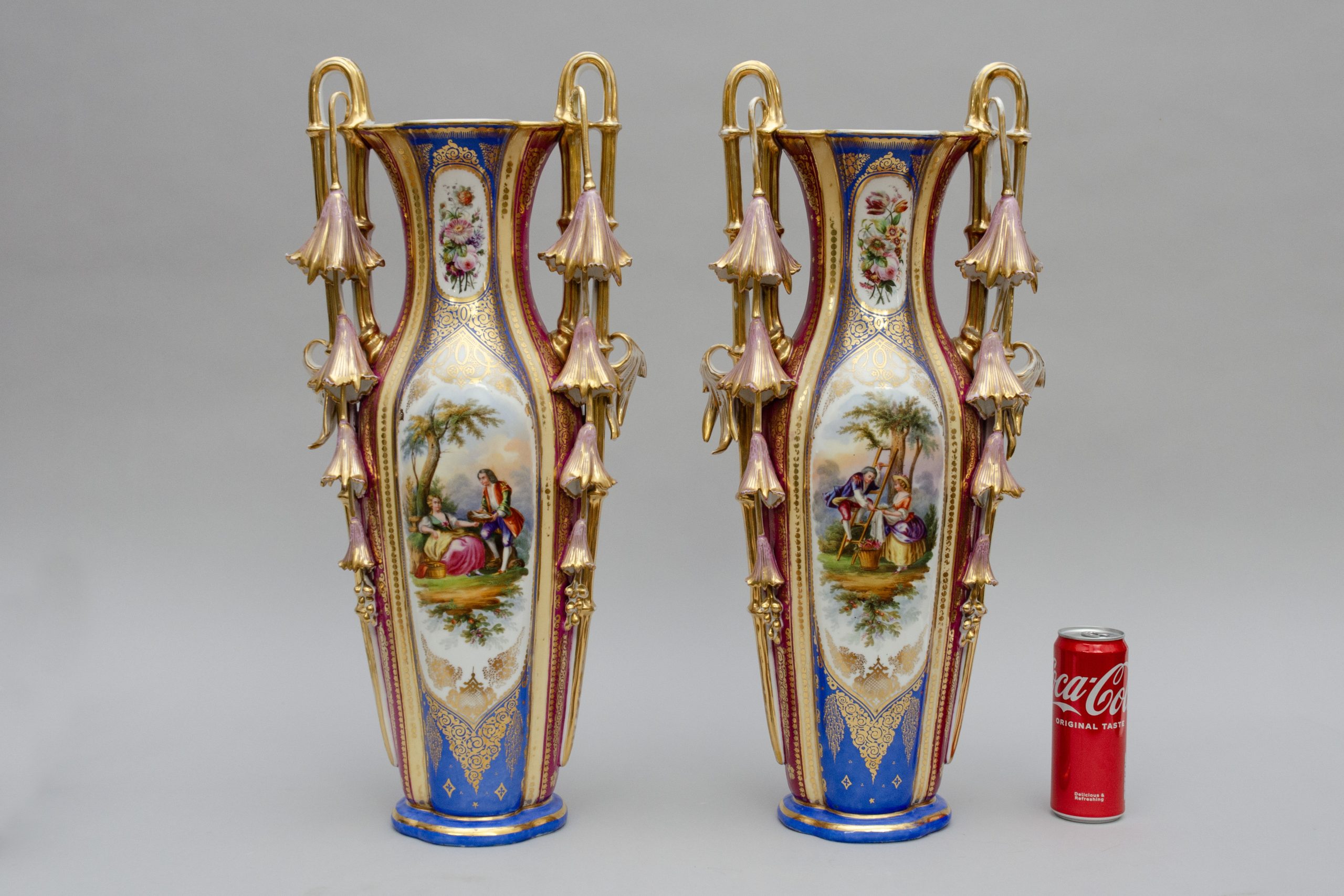 Large porcelain vases, attrib. to Limoges in France - Image 12