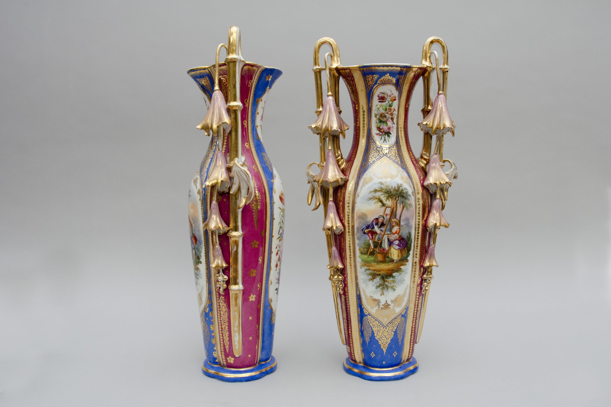 Large porcelain vases, attrib. to Limoges in France - Image 9