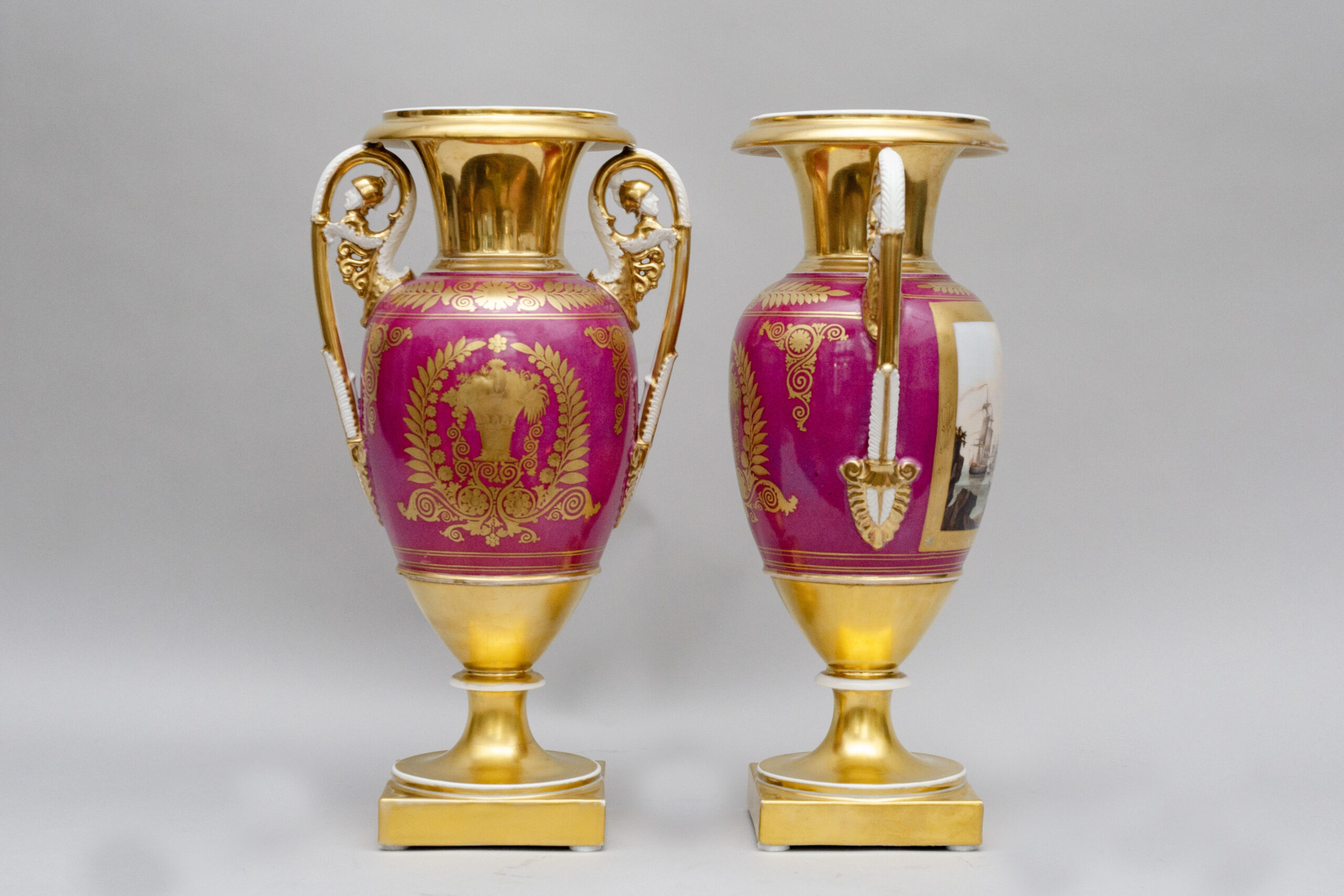 Large pair of vases "Harbours views", attrib. Capodimonte in Naples - Image 9