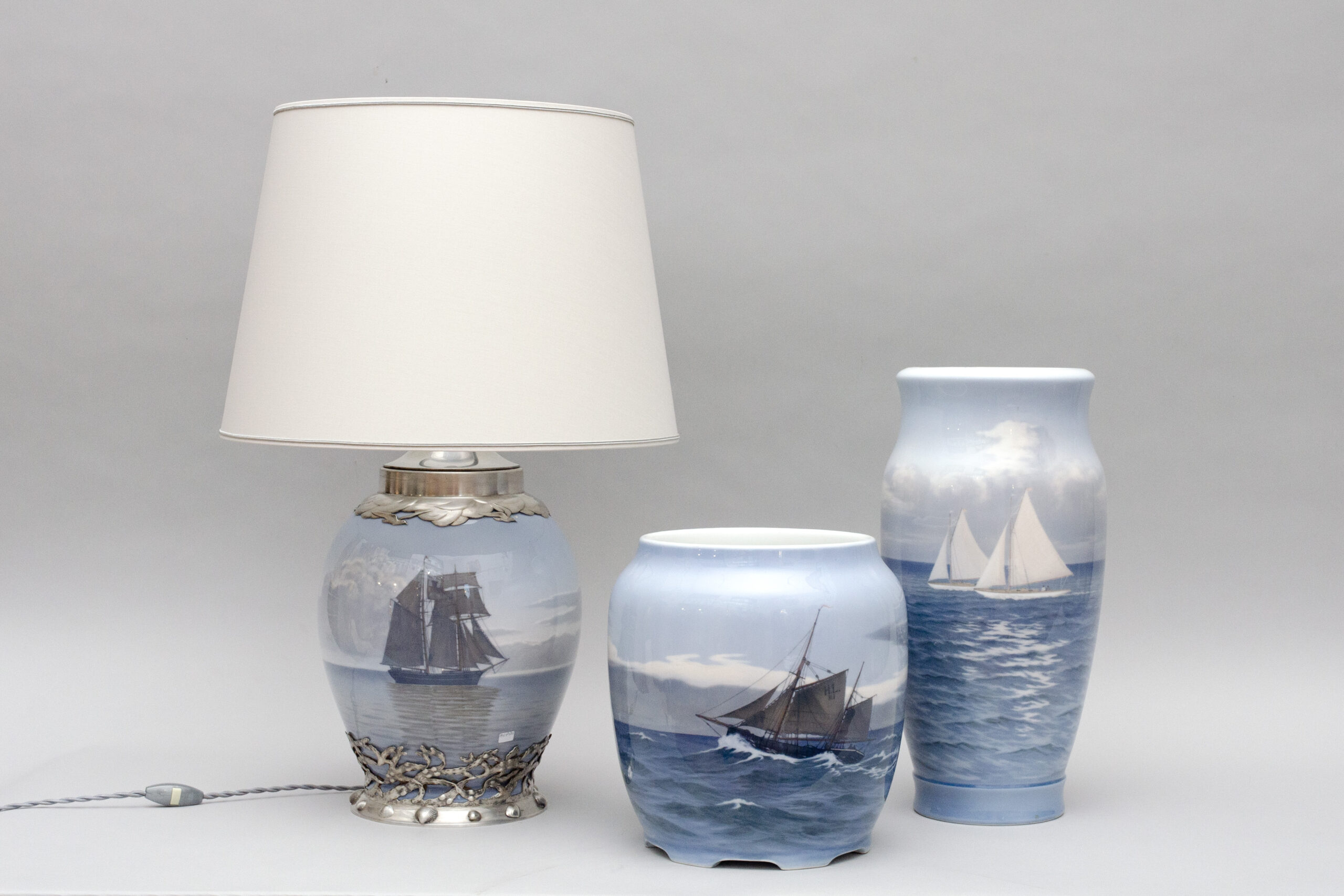 "Seascape" Royal Copenhagen porcelain vases