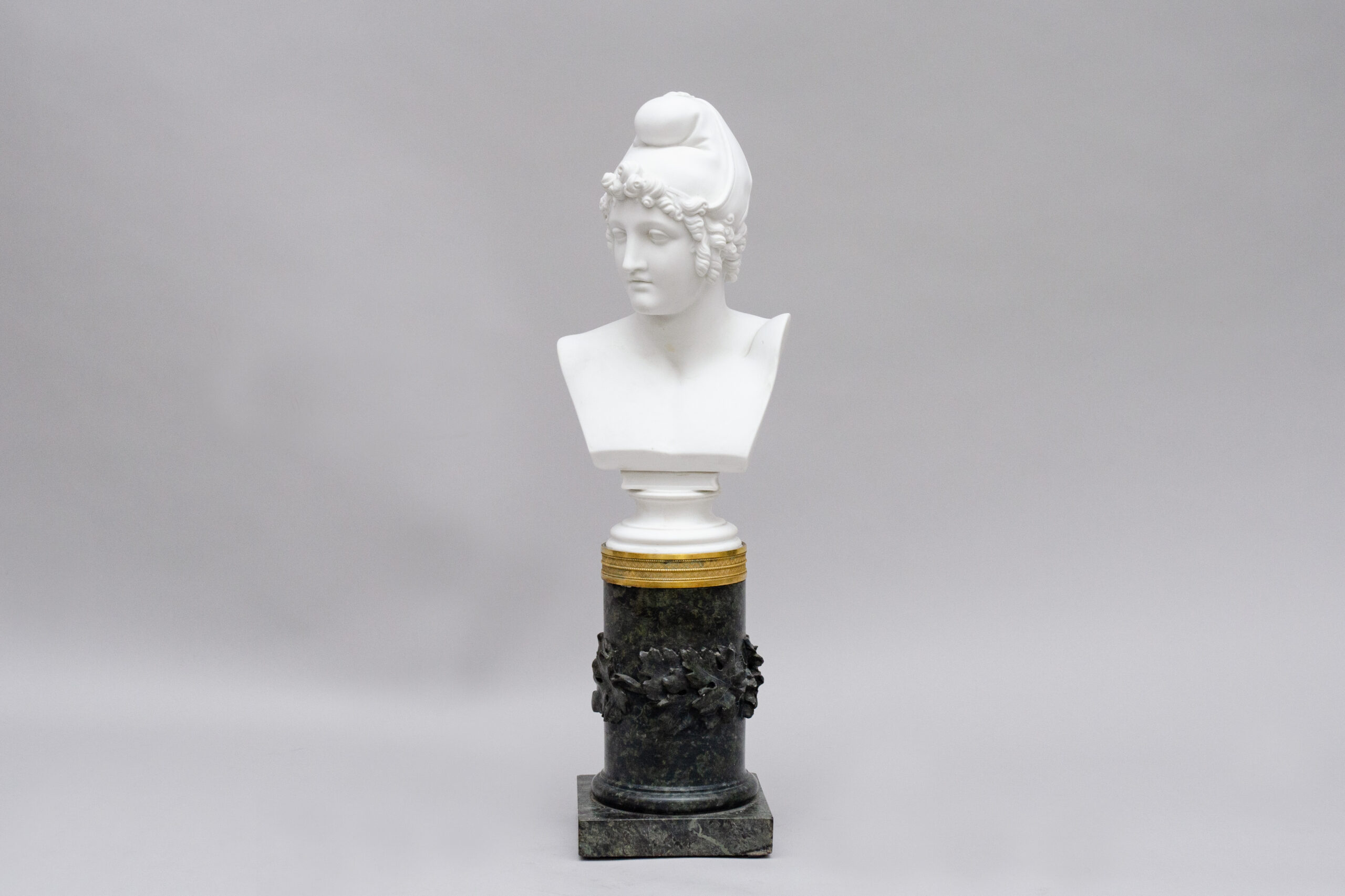 Biscuit bust "Pâris", marble base, after Antonio Canova