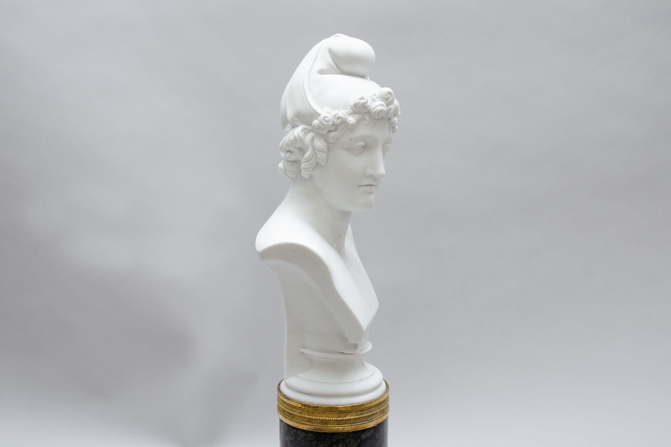 Biscuit bust "Pâris", marble base, after Antonio Canova - Image 7