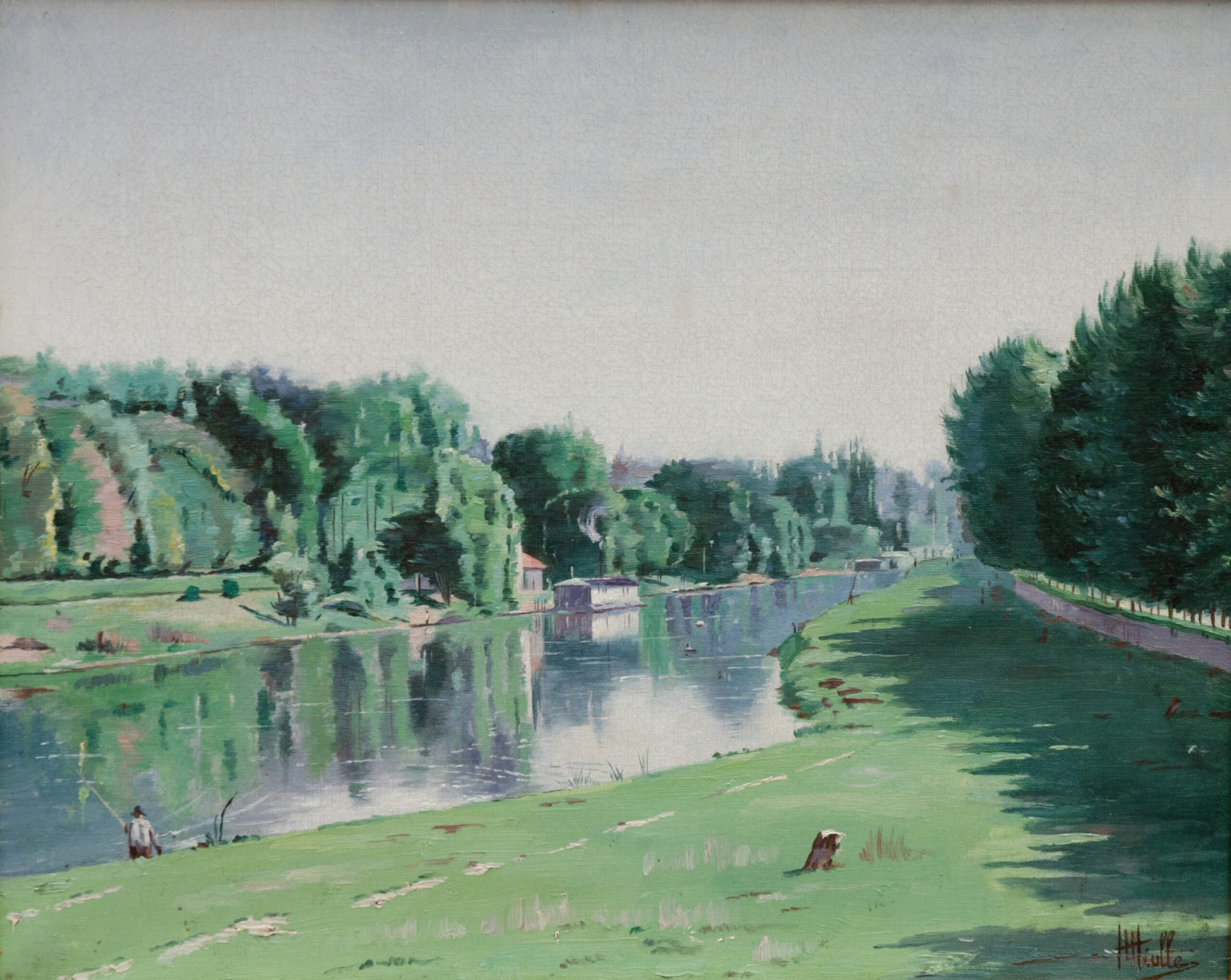 Landscape, oil on canvas by Auguste Hiolle - Image 2