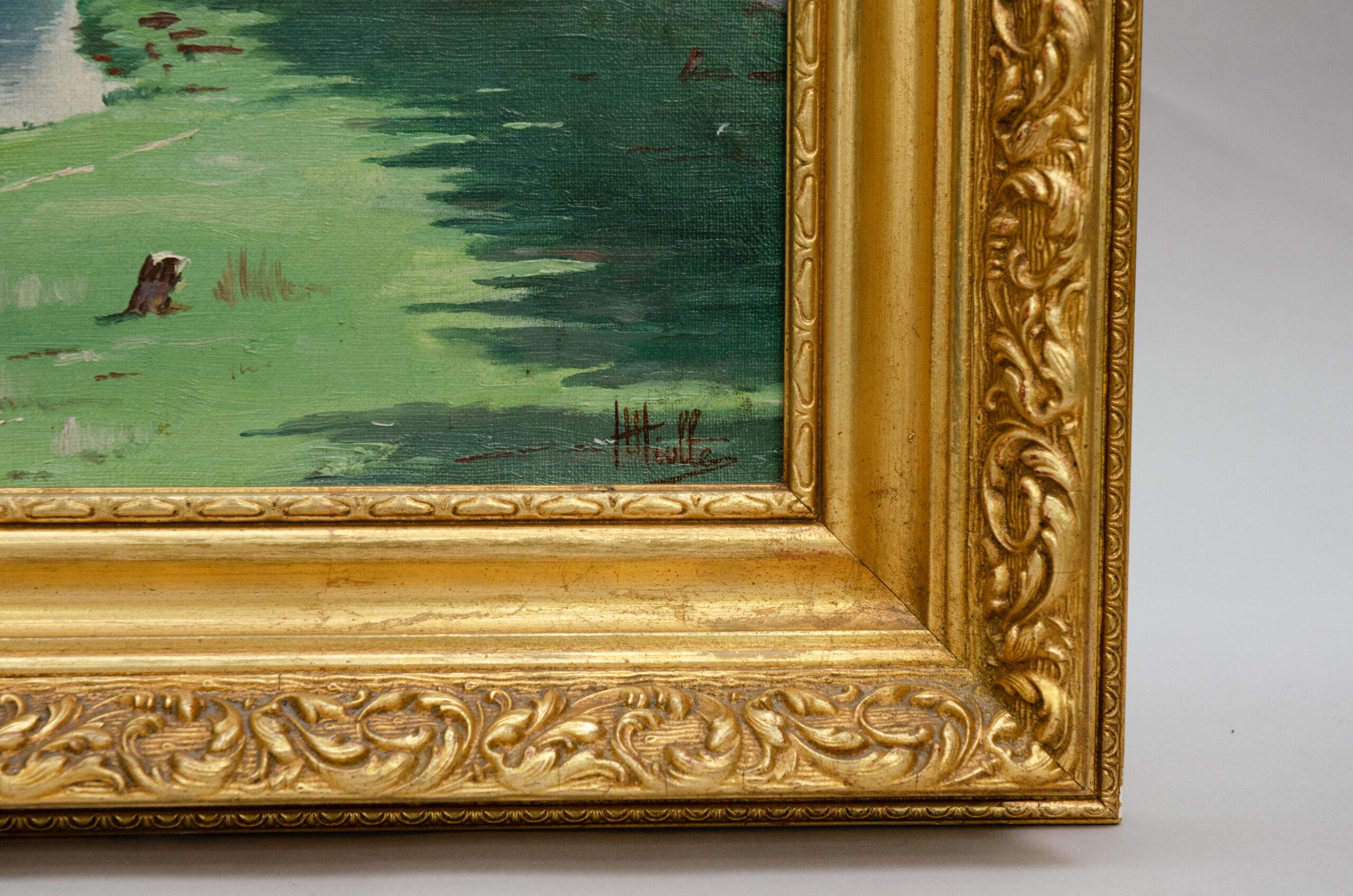 Landscape, oil on canvas by Auguste Hiolle - Image 4
